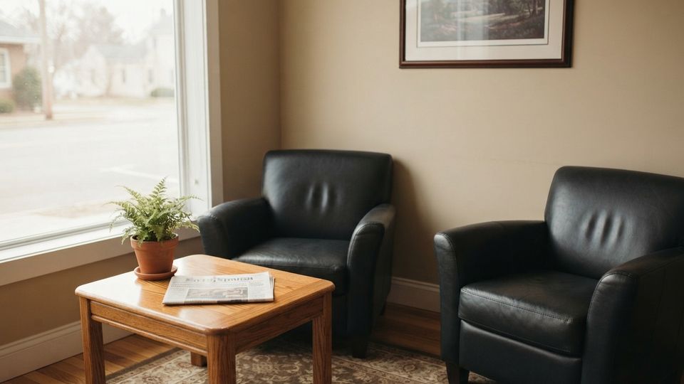 Recepción y sala de espera del despacho de Gestoría Eduardo en Madrid.